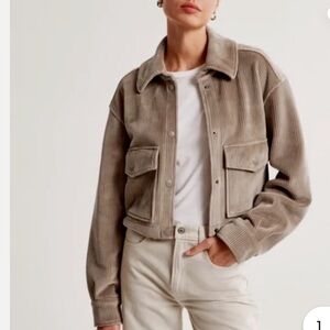 A&F Women’s Cropped Corduroy Velour Shirt Jacket